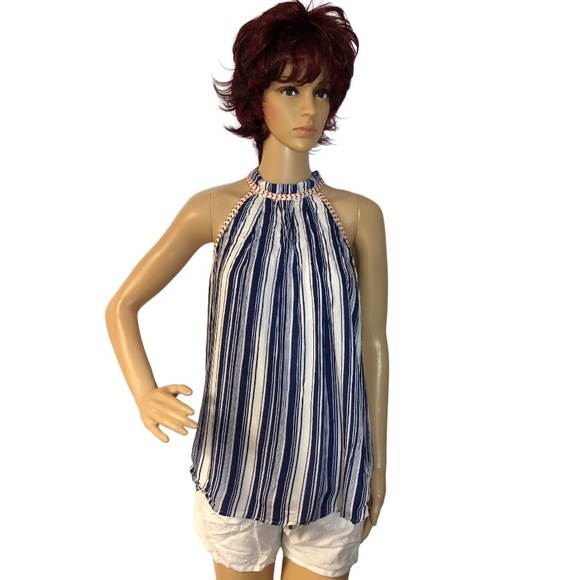 19 Cooper Tops - 19 COOPER TRAPEZE STYLE STRIPED BLOUSE